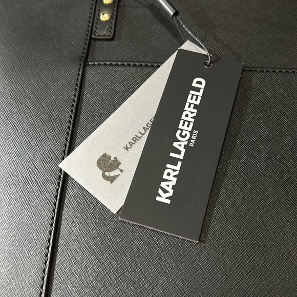 KARL LAGERFELD NWT MAYBELLE Black PURSE Zipper Compartments. - Picture 6 of 7